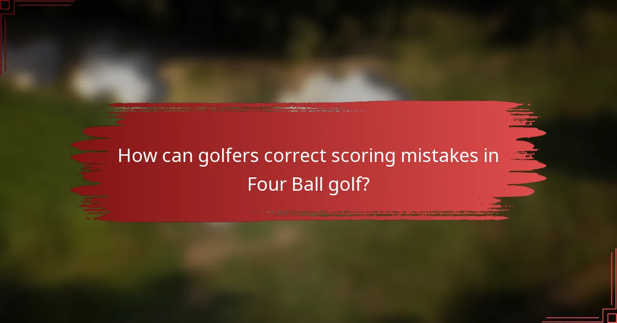 How can golfers correct scoring mistakes in Four Ball golf?
