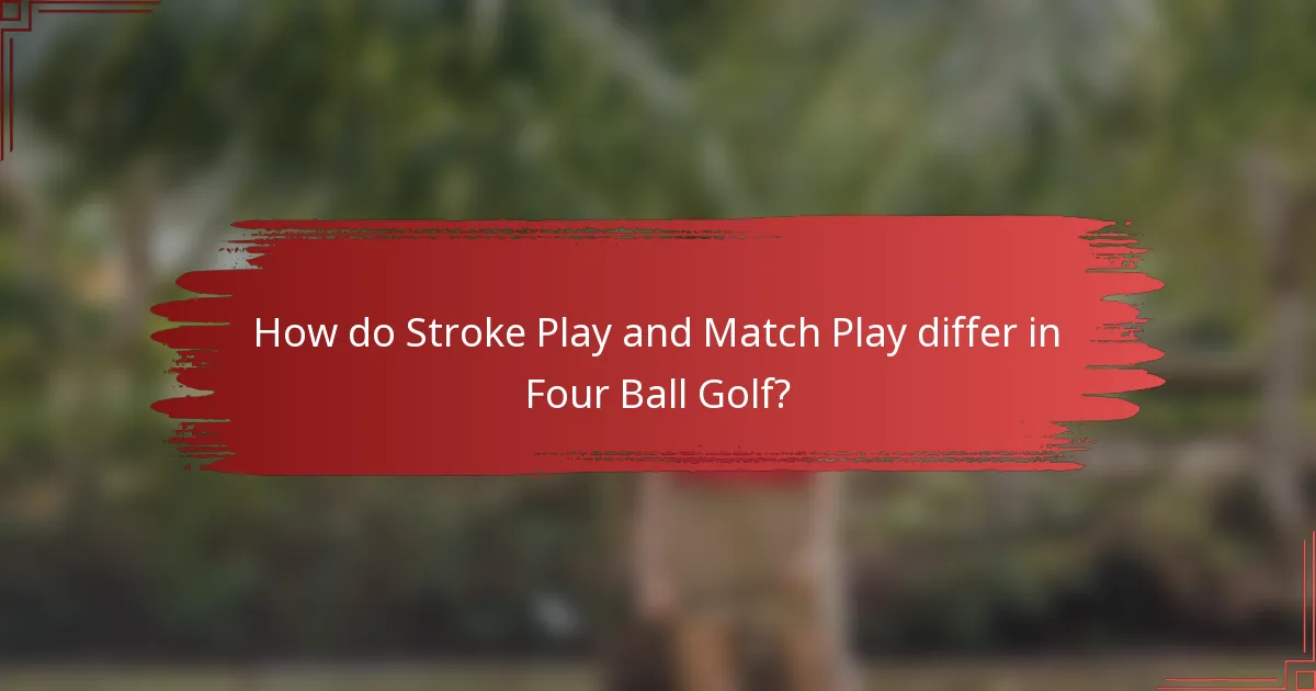 How do Stroke Play and Match Play differ in Four Ball Golf?