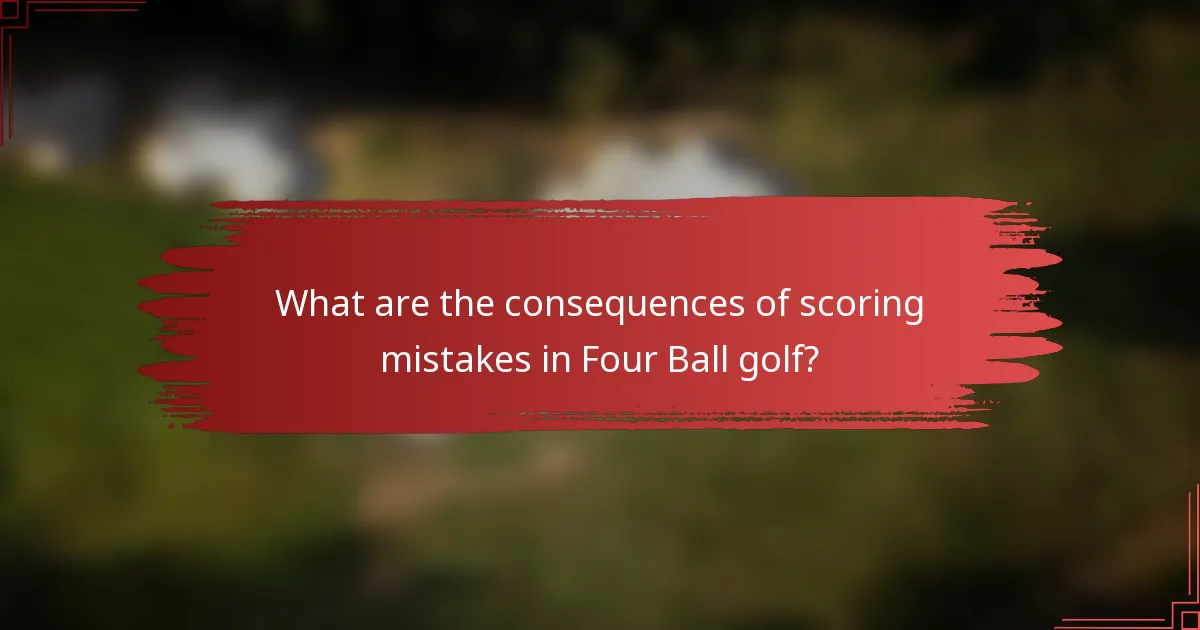 What are the consequences of scoring mistakes in Four Ball golf?